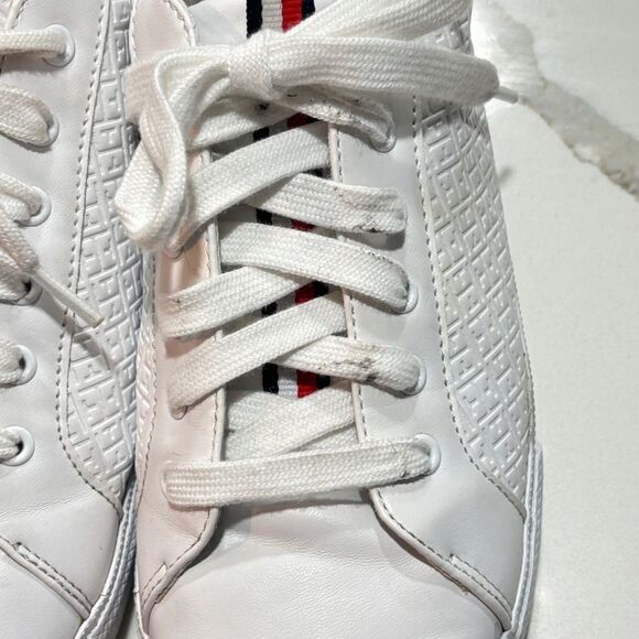 TOMMY HILFIGER | Women's Embossed White Trainers Fashion Sneakers Athletic Shoes - Picture 7 of 12